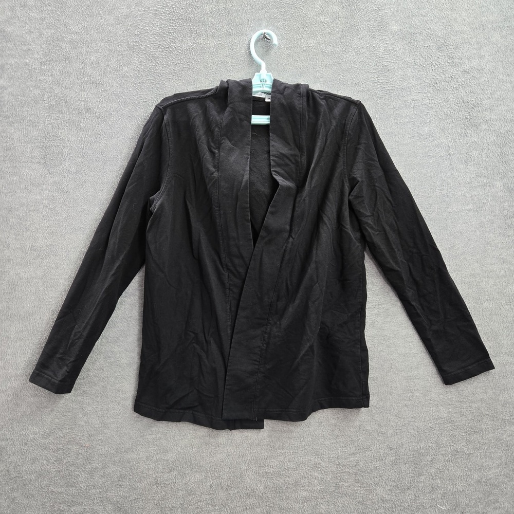 Pure Jill Women Hoodie M Black Cardigan Long Sleeve Cotton Modal Pima